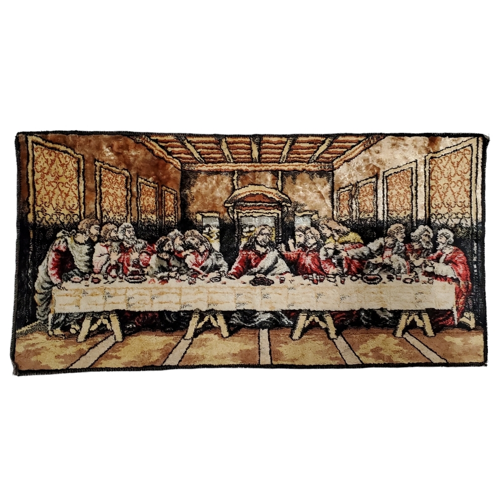 Vintage Jesus Last Supper Tapestry Table Runner / Wall Hanging